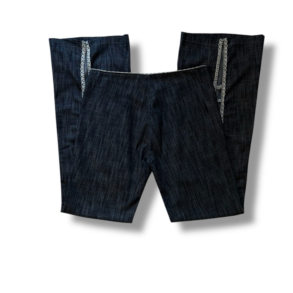 SL Jean’s Shendel | Vintage Y2K Dark Wash Lace Trim Grunge Goth Flare Jeans - Picture 3 of 8